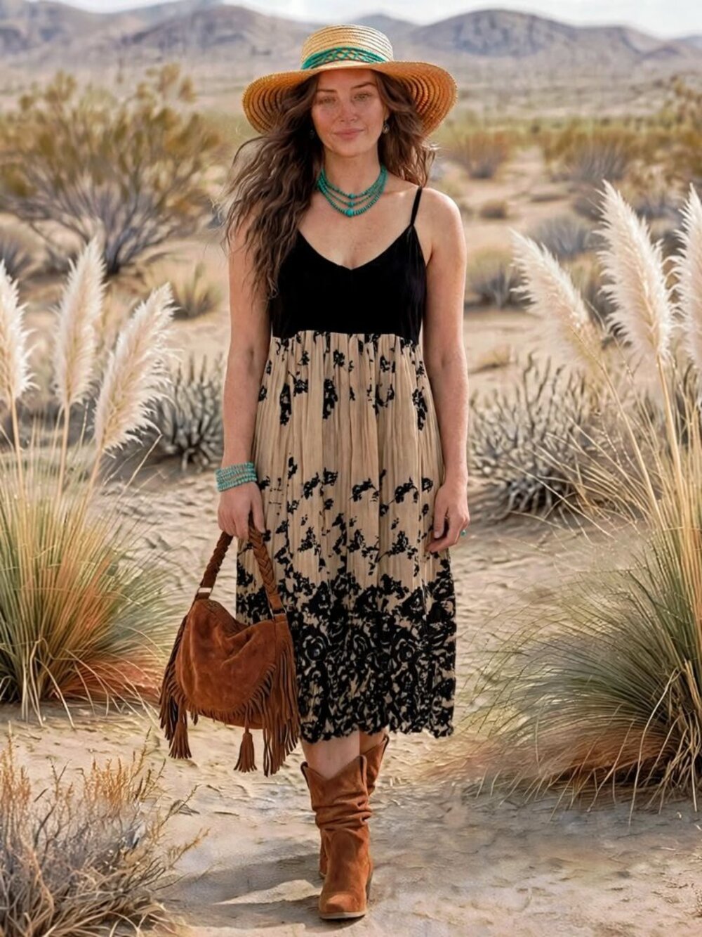 Elegant Covet Dress, LG, Black and Tan